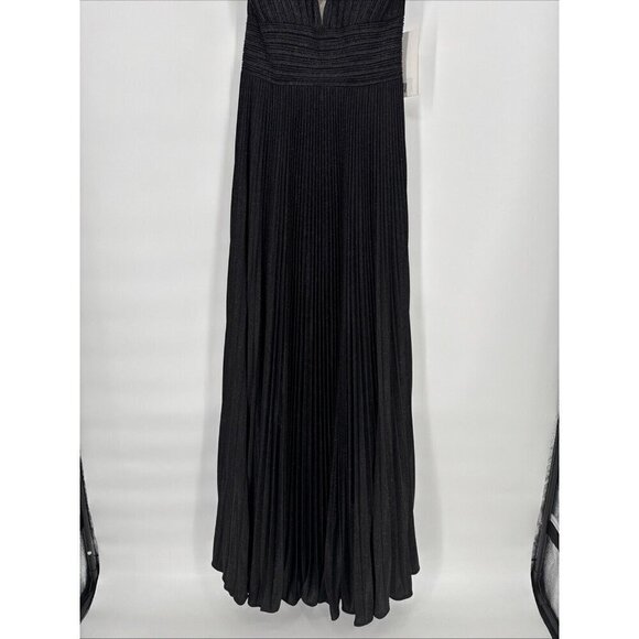 Mac Duggal Size 4 Black Shimmer Pleated V-neck Formal Long Gown Dress 30725 New - Picture 8 of 12